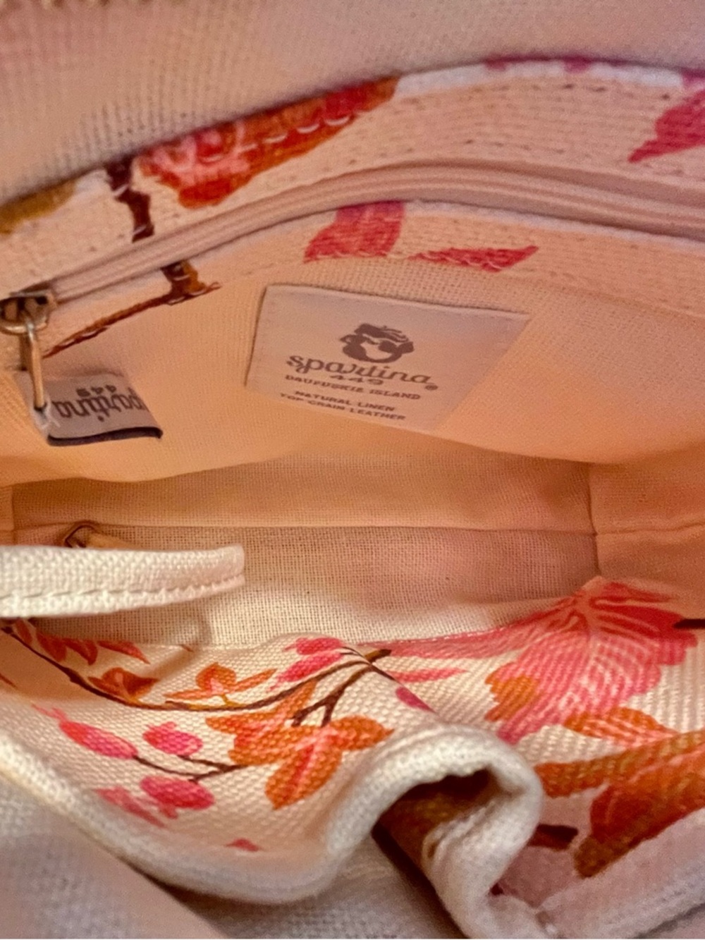 Floral Spartina 449 Crossbody Bag in Beige and Pink - Picture 4 of 4